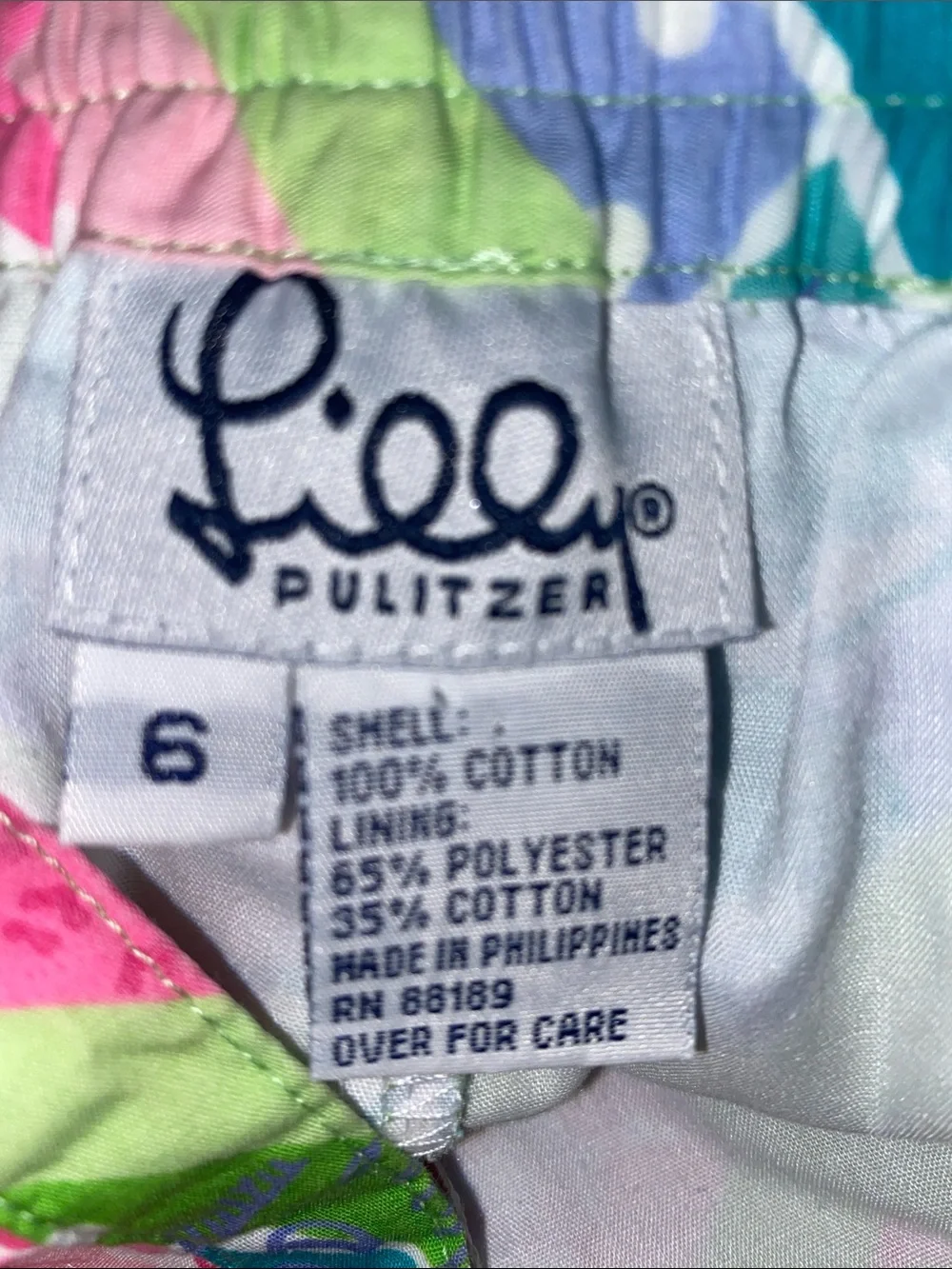 Lilly Pulitzer Girls Cropped Pants Floral/Fish Squares Sz 6